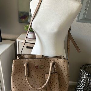 Bebe tan Shoulder Bag with Textured Design